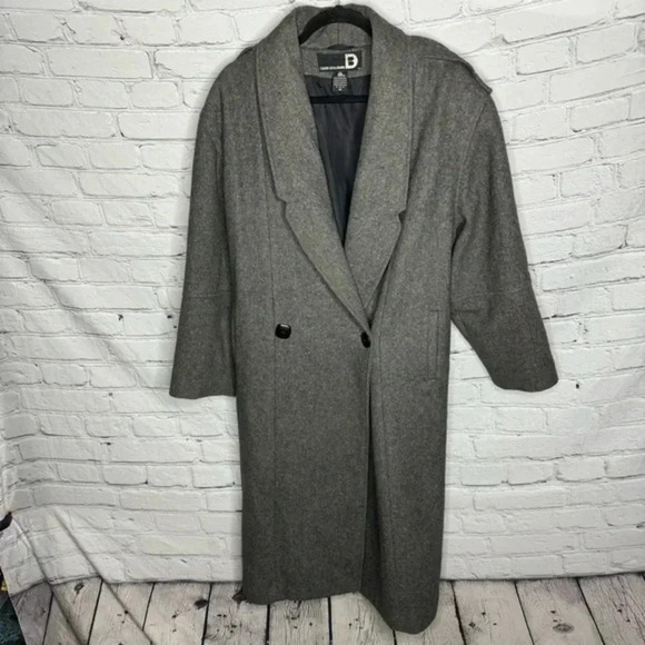 Vintage David Benjamin Women’s Grey Wool Trenchcoat size 14 - Picture 1 of 12